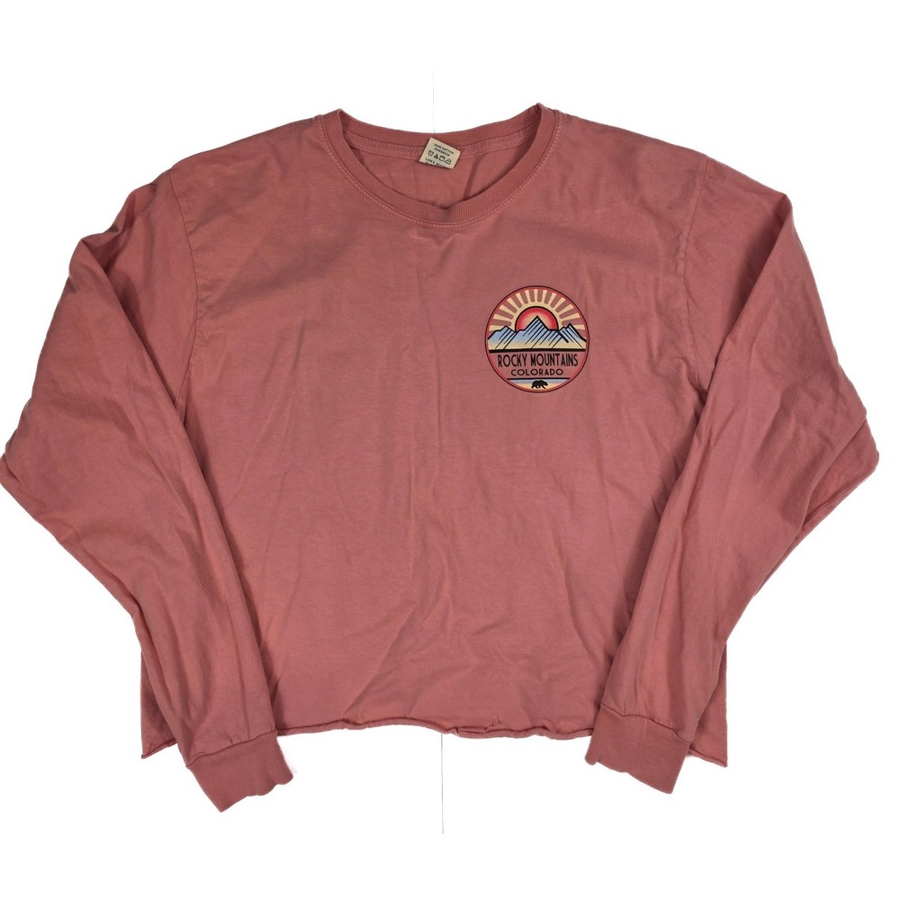 Nordstrom Blue 84 Pink Colorado Cropped Crew Neck L/ Sleeve Shirt Women's Size M